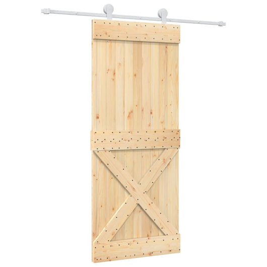 Porta Scorrevole con Set Hardware 85x210 cm Legno Massello Pinocod mxl 117588