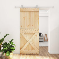 Porta Scorrevole con Set Hardware 85x210 cm Legno Massello Pinocod mxl 117588