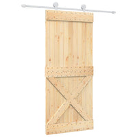 Porta Scorrevole con Set Hardware 90x210 cm Legno Massello Pino 3203097