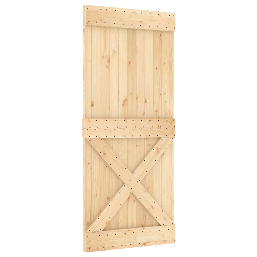 Porta Scorrevole con Set Hardware 90x210 cm Legno Massello Pino 3203097