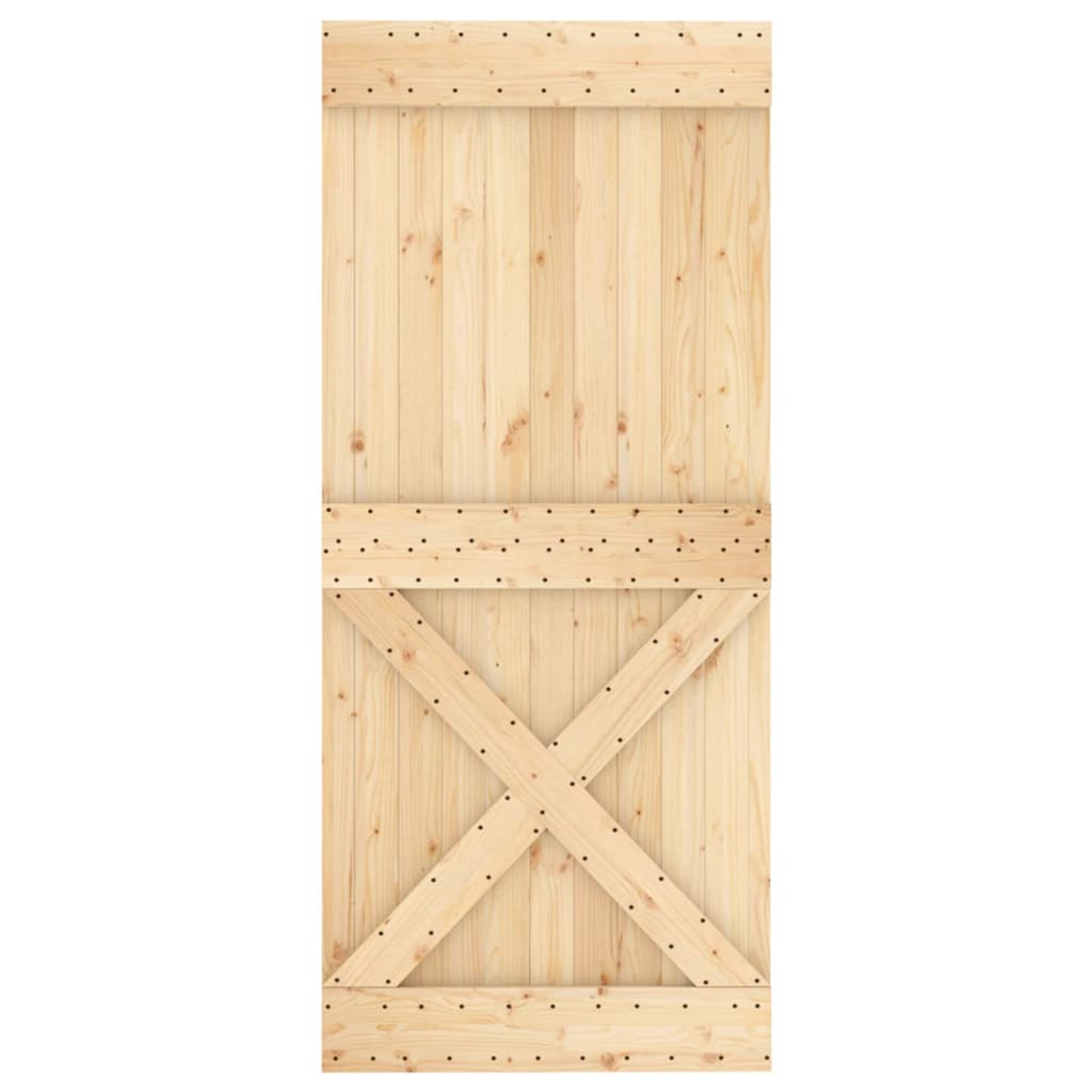 Porta Scorrevole con Set Hardware 90x210 cm Legno Massello Pino 3203097