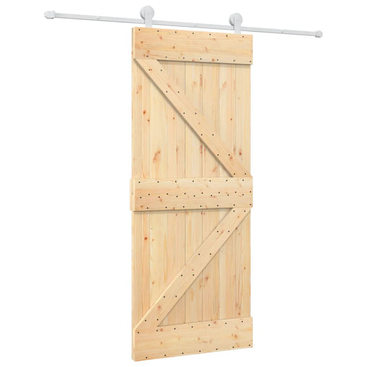 Porta Scorrevole con Set Hardware 85x210 cm Legno Massello Pino 3203099