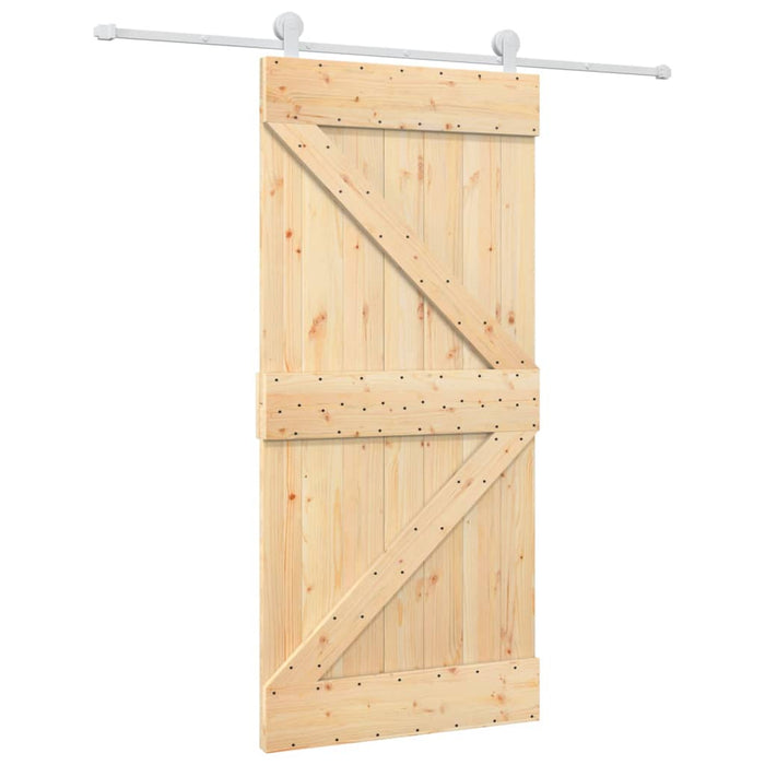 Porta Scorrevole con Set Hardware 95x210 cm Legno Massello Pino 3203100