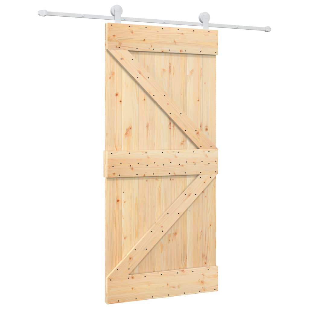 Porta Scorrevole con Set Hardware 95x210 cm Legno Massello Pinocod mxl 93658