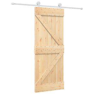 Porta Scorrevole con Set Hardware 80x210 cm Legno Massello Pino 3203101