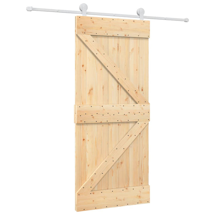 Porta Scorrevole con Set Hardware 90x210 cm Legno Massello Pino 3203102