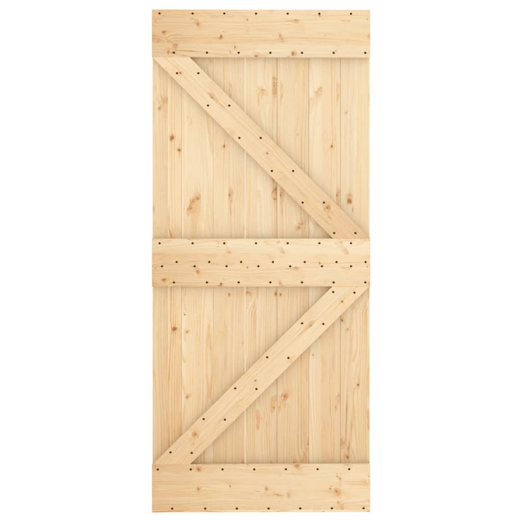 Porta Scorrevole con Set Hardware 90x210 cm Legno Massello Pino 3203102
