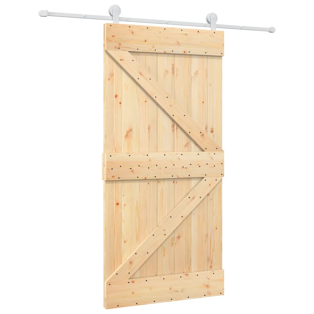 Porta Scorrevole con Set Hardware 100x210cm Legno Massello Pino 3203103