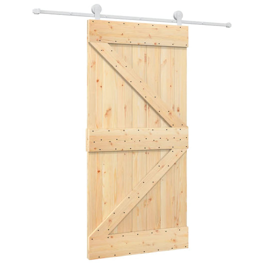 Porta Scorrevole con Set Hardware 100x210cm Legno Massello Pino 3203103