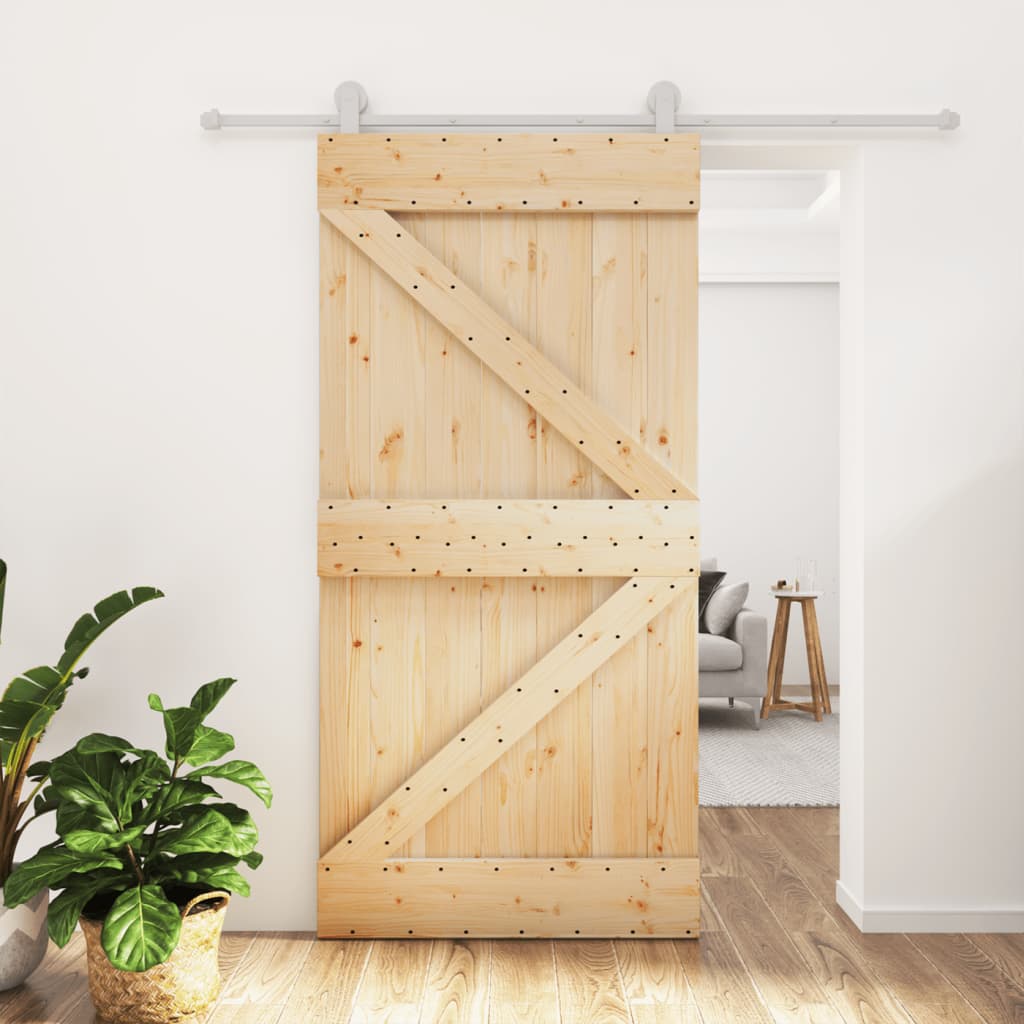 Porta Scorrevole con Set Hardware 100x210cm Legno Massello Pino 3203103