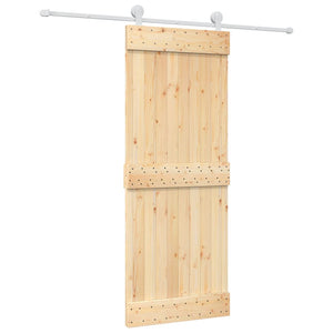 Porta Scorrevole con Set Hardware 80x210 cm Legno Massello Pinocod mxl 117604