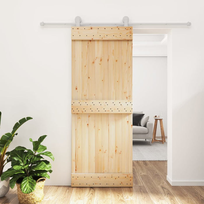 Porta Scorrevole con Set Hardware 80x210 cm Legno Massello Pino 3203105