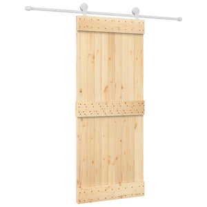 Porta Scorrevole con Set Hardware 85x210 cm Legno Massello Pino