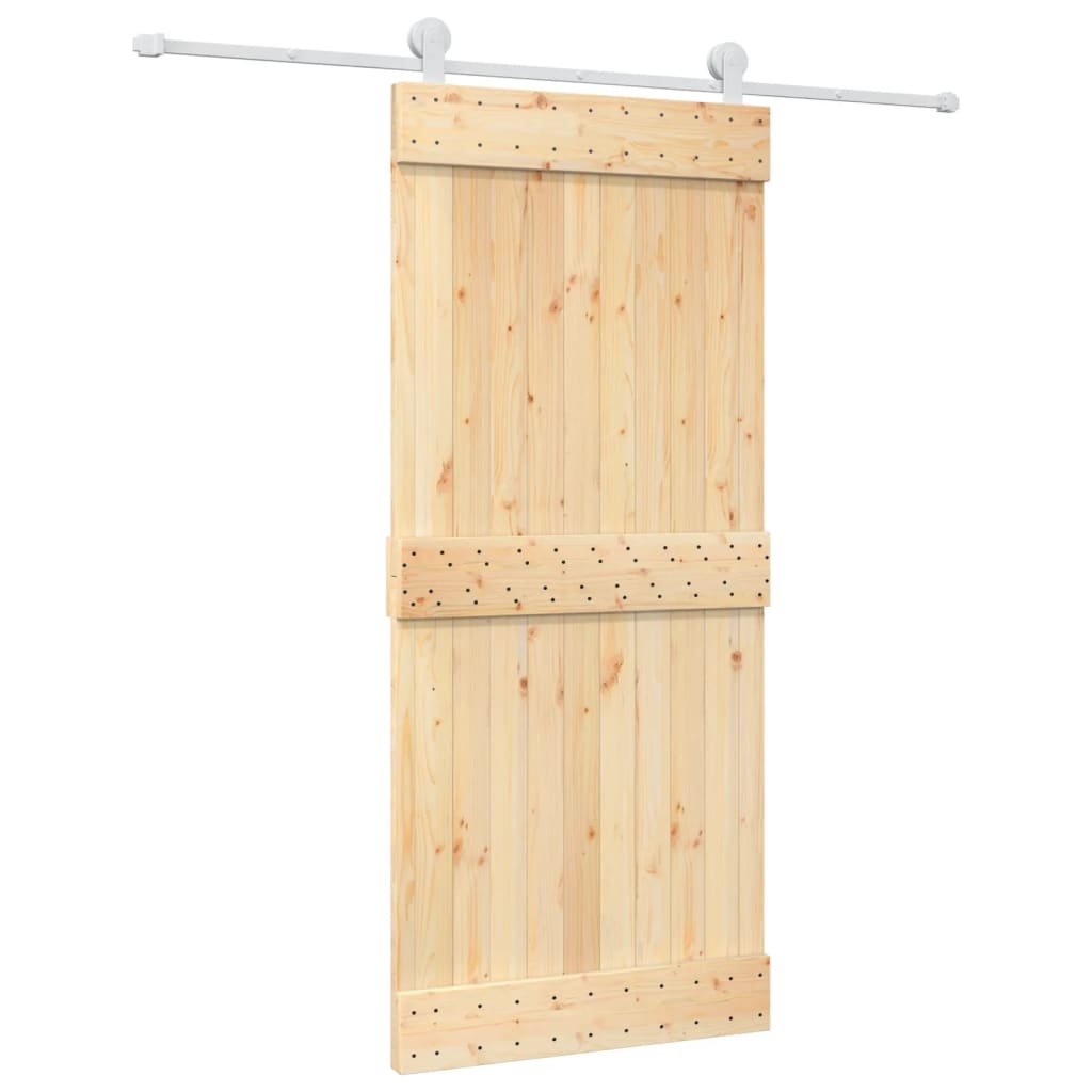 Porta Scorrevole con Set Hardware 90x210 cm Legno Massello Pino 3203107