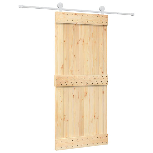 Porta Scorrevole con Set Hardware 90x210 cm Legno Massello Pinocod mxl 117605