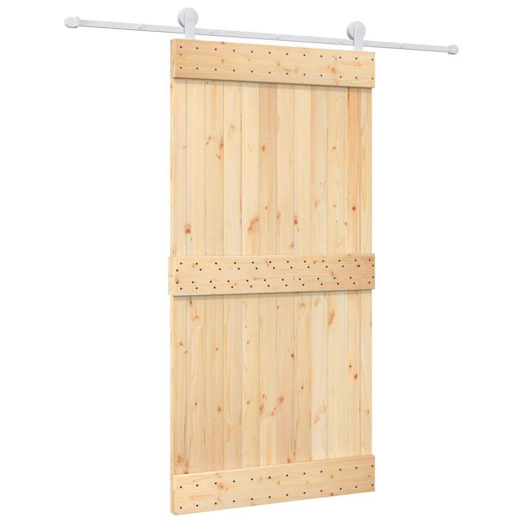 Porta Scorrevole con Set Hardware 100x210cm Legno Massello Pino 3203109
