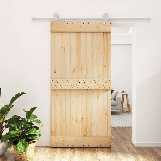 Porta Scorrevole con Set Hardware 100x210cm Legno Massello Pino 3203109