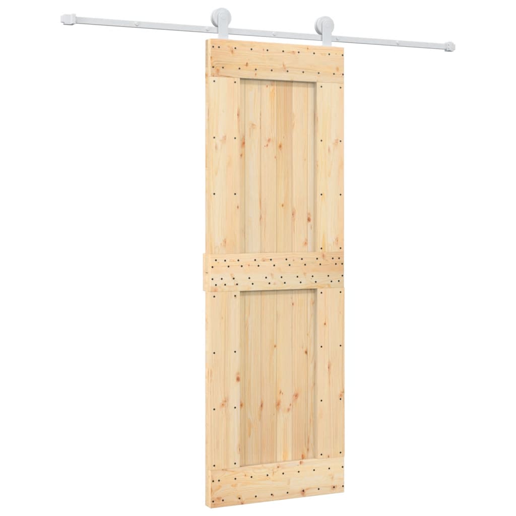 Porta Scorrevole con Set Hardware 70x210 cm Legno Massello Pino
