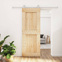 Porta Scorrevole con Set Hardware 80x210 cm Legno Massello Pino 3203111
