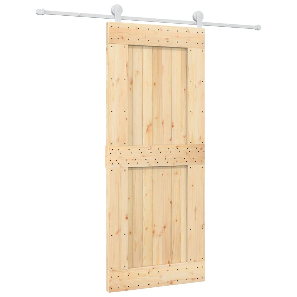 Porta Scorrevole con Set Hardware 85x210 cm Legno Massello Pino