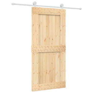 Porta Scorrevole con Set Hardware 95x210 cm Legno Massello Pinocod mxl 93663