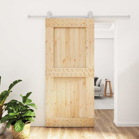 Porta Scorrevole con Set Hardware 95x210 cm Legno Massello Pino 3203114