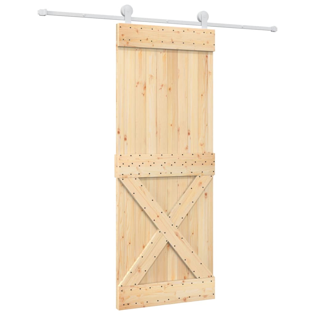 Porta Scorrevole con Set Hardware 80x210 cm Legno Massello Pino 3203117