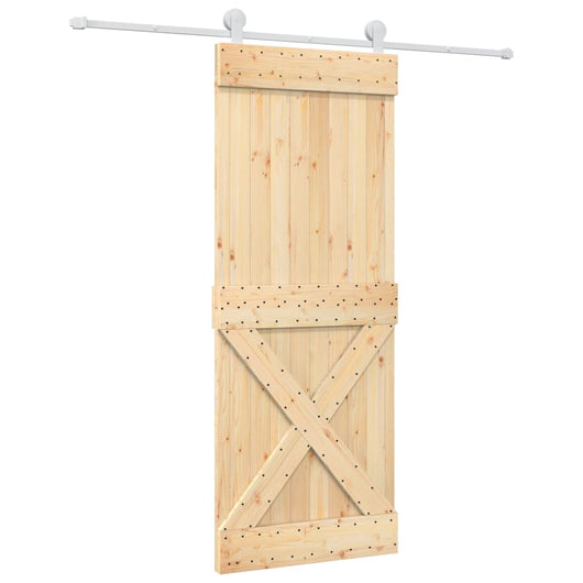 Porta Scorrevole con Set Hardware 80x210 cm Legno Massello Pino 3203117