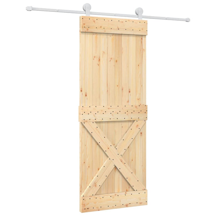 Porta Scorrevole con Set Hardware 80x210 cm Legno Massello Pino 3203117