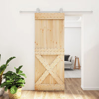 Porta Scorrevole con Set Hardware 80x210 cm Legno Massello Pinocod mxl 69660