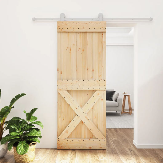 Porta Scorrevole con Set Hardware 80x210 cm Legno Massello Pinocod mxl 69660