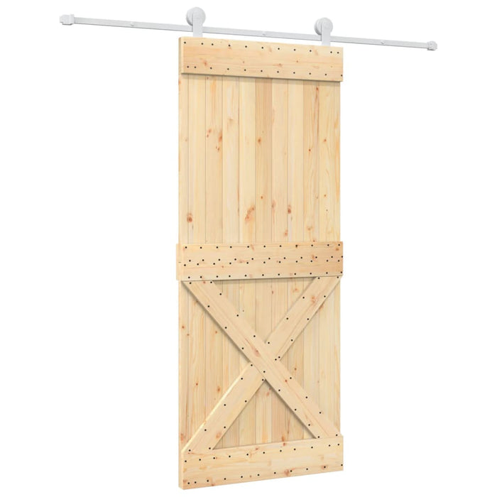 Porta Scorrevole con Set Hardware 85x210 cm Legno Massello Pino 3203118