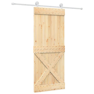 Porta Scorrevole con Set Hardware 85x210 cm Legno Massello Pinocod mxl 117597