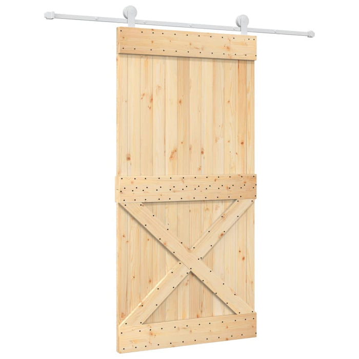 Porta Scorrevole con Set Hardware 100x210cm Legno Massello Pino 3203121