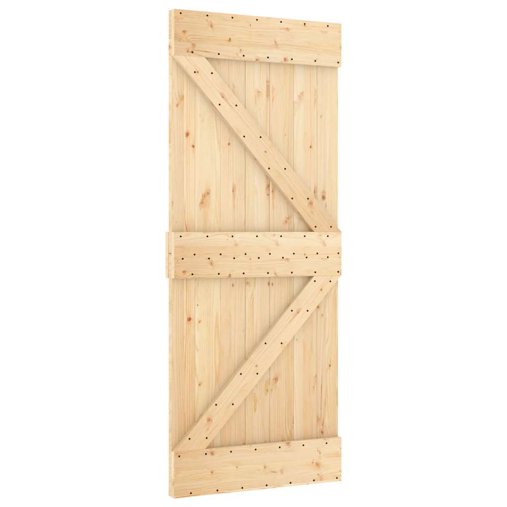 Porta Scorrevole con Set Hardware 85x210 cm Legno Massello Pino 3203123