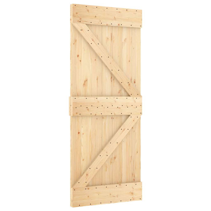 Porta Scorrevole con Set Hardware 85x210 cm Legno Massello Pino 3203123
