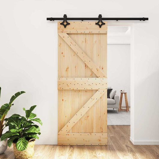 Porta Scorrevole con Set Hardware 85x210 cm Legno Massello Pino 3203123