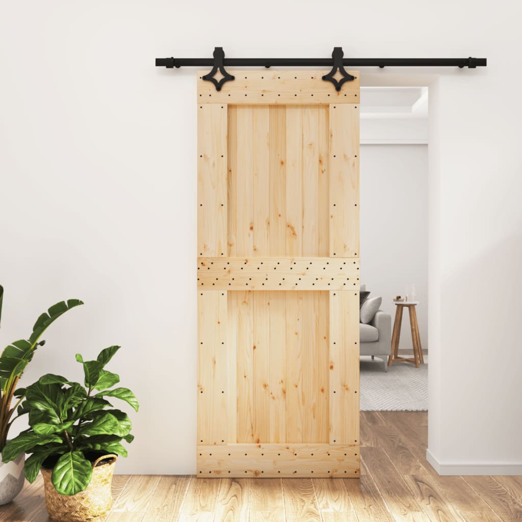 Porta Scorrevole con Set Hardware 85x210 cm Legno Massello Pinocod mxl 118121