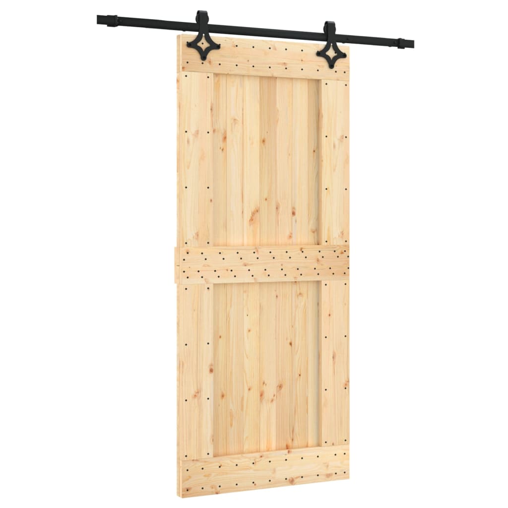 Porta Scorrevole con Set Hardware 90x210 cm Legno Massello Pino 3203131