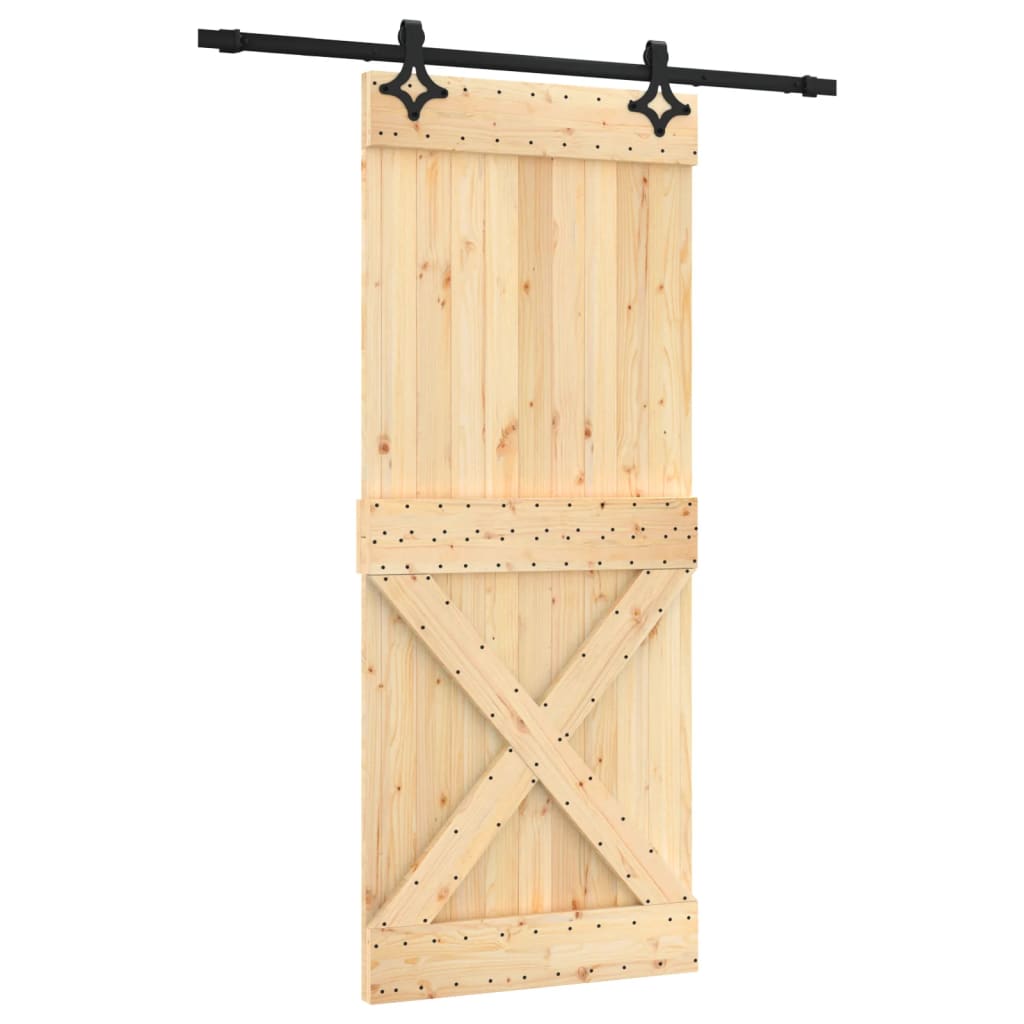 Porta Scorrevole con Set Hardware 85x210 cm Legno Massello Pino 3203134