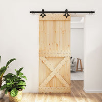 Porta Scorrevole con Set Hardware 85x210 cm Legno Massello Pinocod mxl 91212
