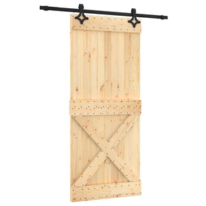 Porta Scorrevole con Set Hardware 90x210 cm Legno Massello Pino 3203135