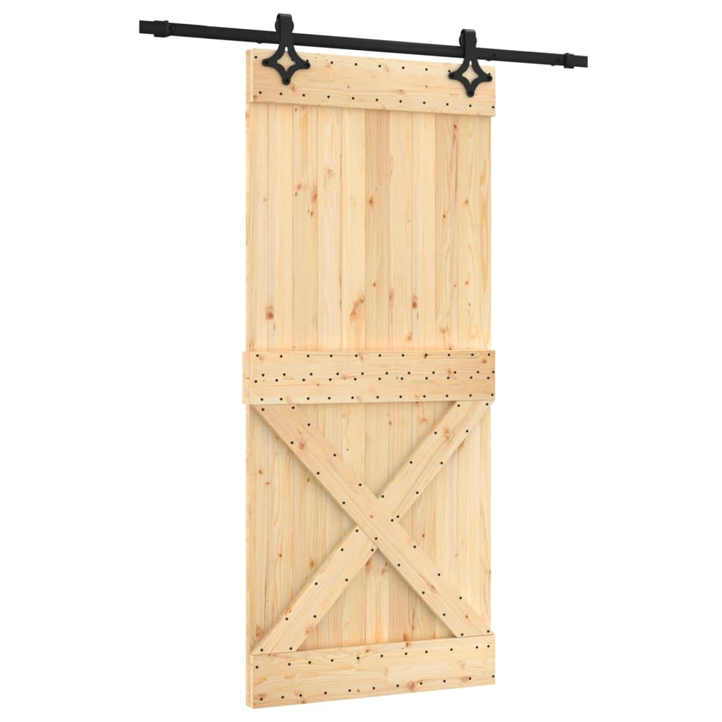 Porta Scorrevole con Set Hardware 90x210 cm Legno Massello Pinocod mxl 94188