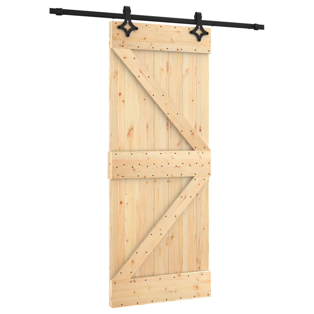 Porta Scorrevole con Set Hardware 85x210 cm Legno Massello Pino 3203137