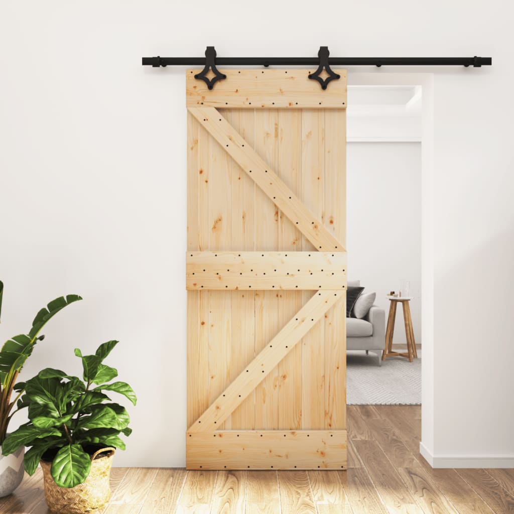 Porta Scorrevole con Set Hardware 85x210 cm Legno Massello Pino 3203137