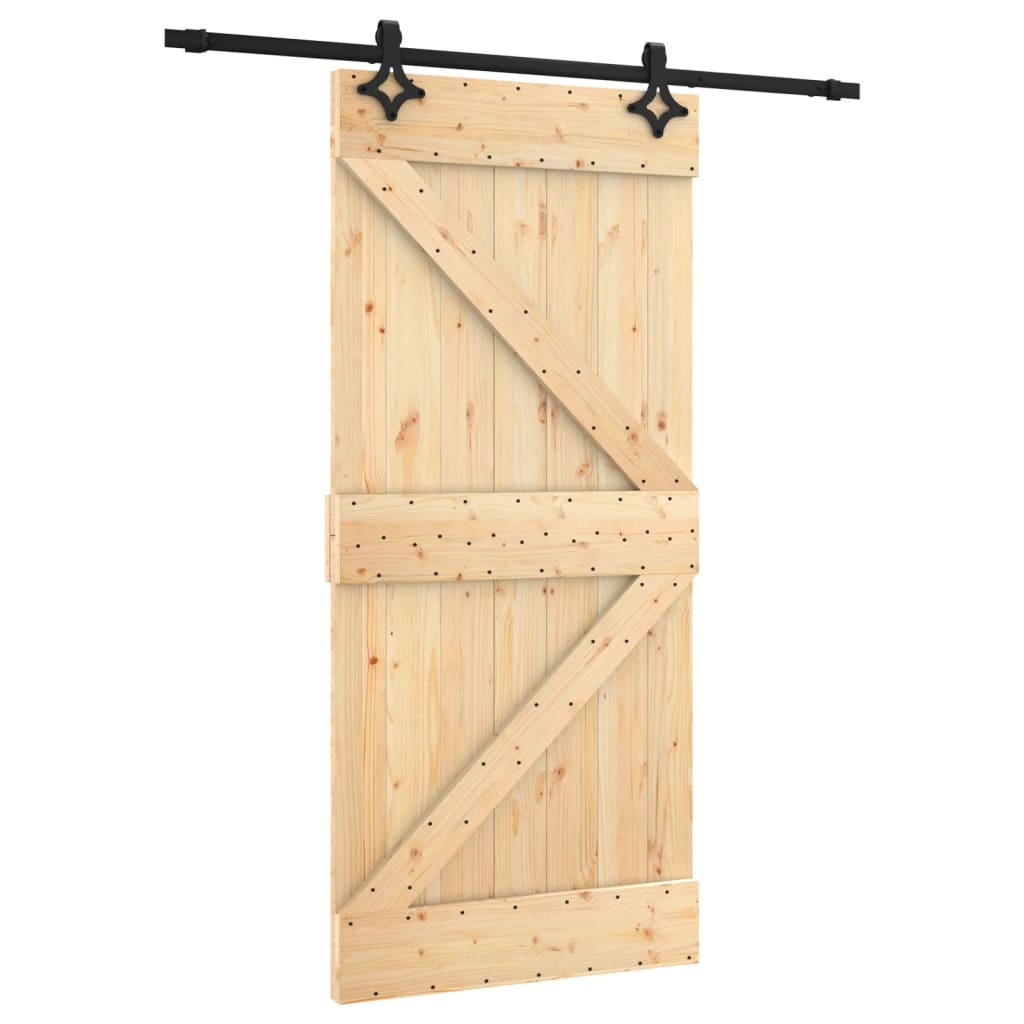 Porta Scorrevole con Set Hardware 95x210 cm Legno Massello Pino 3203138
