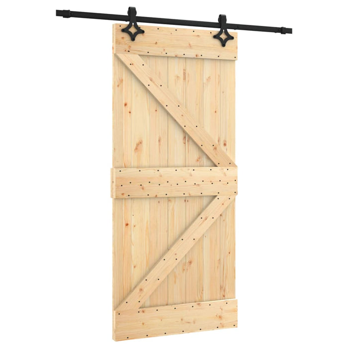Porta Scorrevole con Set Hardware 95x210 cm Legno Massello Pino 3203138