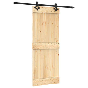 Porta Scorrevole con Set Hardware 80x210 cm Legno Massello Pinocod mxl 94190