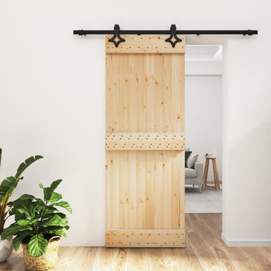 Porta Scorrevole con Set Hardware 80x210 cm Legno Massello Pino 3203140