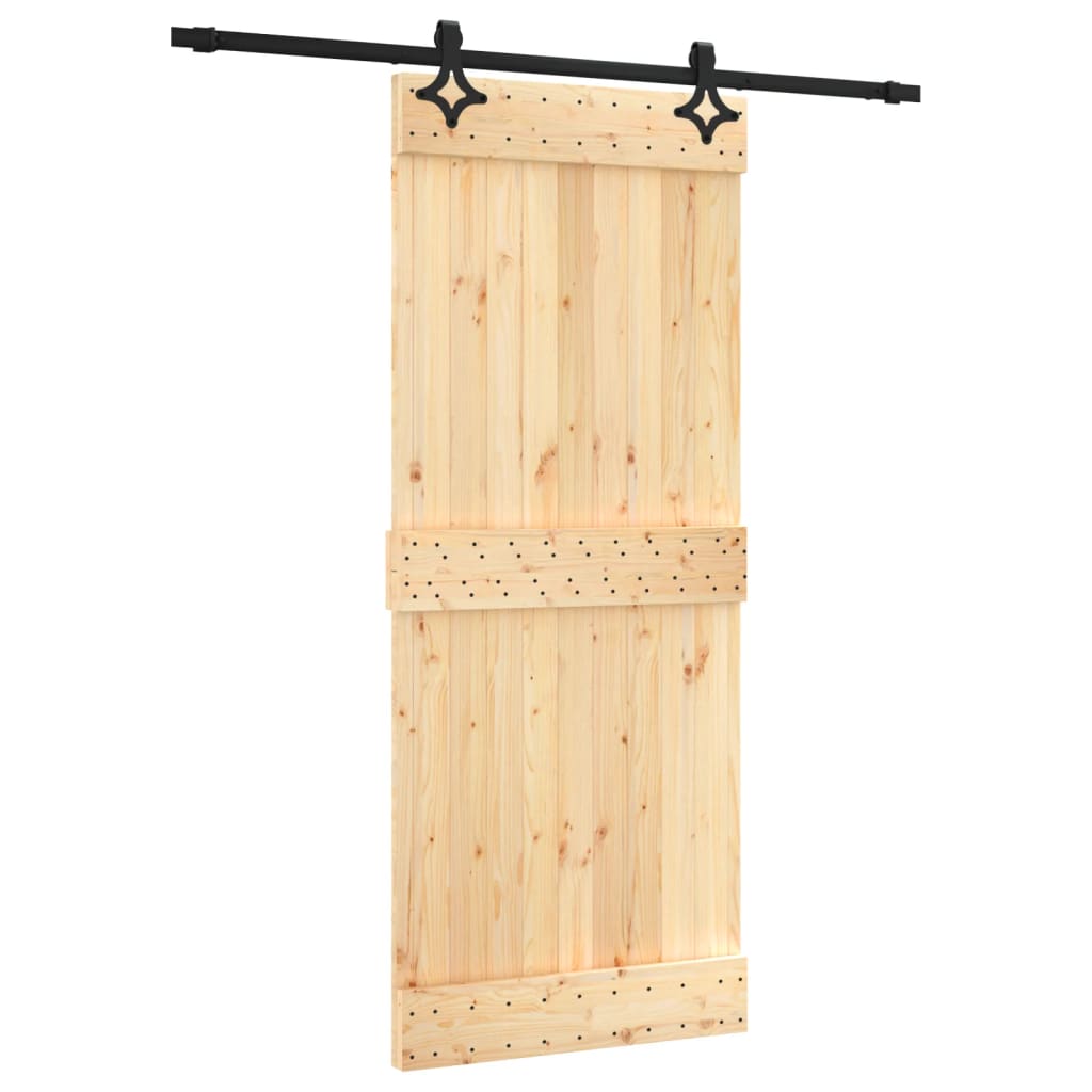 Porta Scorrevole con Set Hardware 85x210 cm Legno Massello Pino 3203141